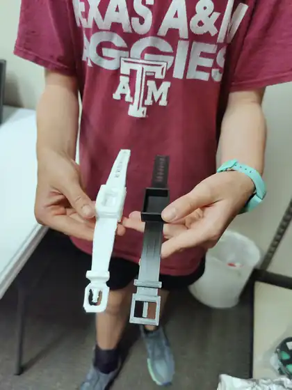 The finished watch bands, held in hand